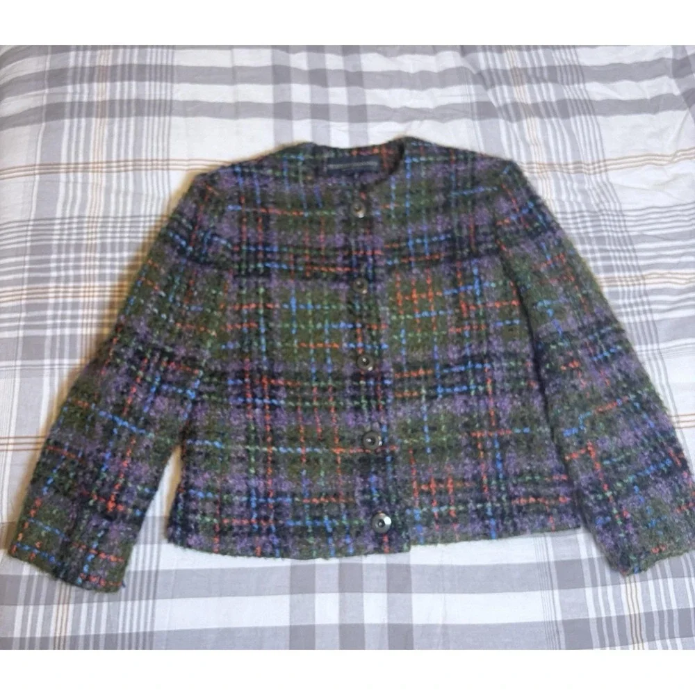 Vtg Herbert Grossman Mohair Wool Tweed Jacket~Sz 6~Plaid Old‎ Money Classic USA